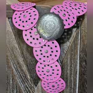 NWT Pink Disc Belt with Large Silver Buckle